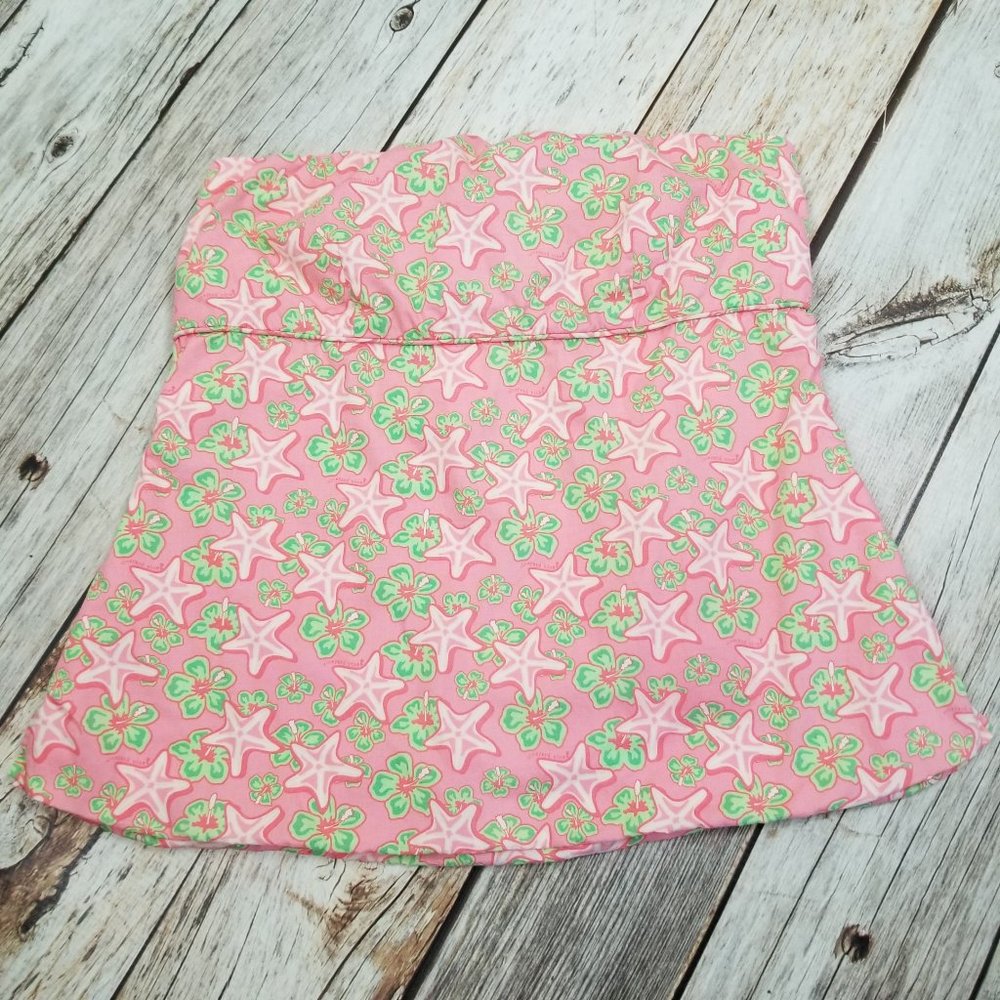 Vineyard Vines Strapless Top Size 8 Starfish Pink Green Lined
